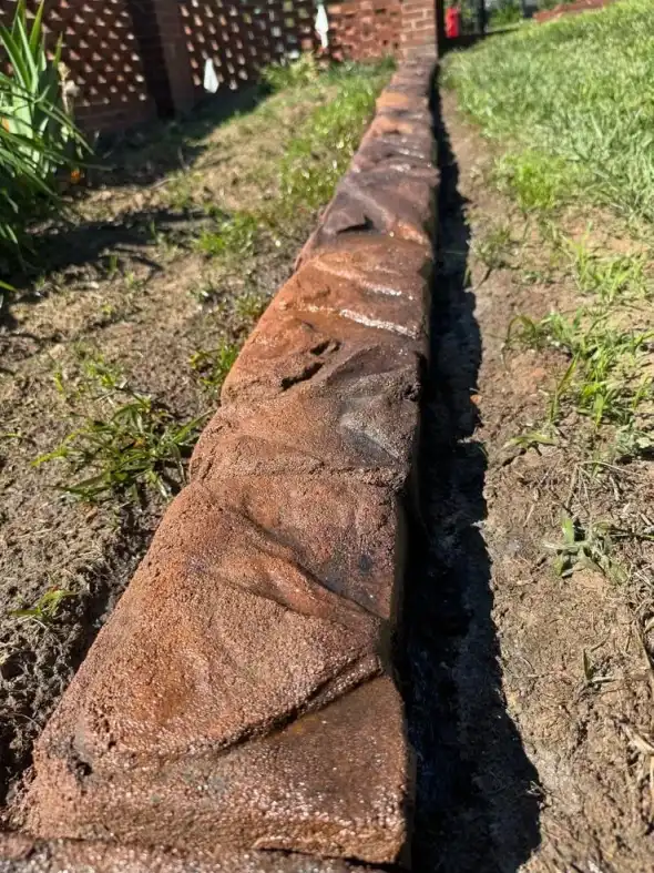 Decorative concrete curbing close-up
